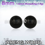 arball8 8mm areng wood ball with a 316l steel 1.6mm threading