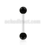 awbbk6 flexible white acrylic tongue barbell with 6mm ball