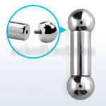 bb00 316l surgical steel barbell 00g 12mm balls