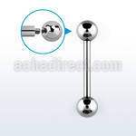 bb12 2mm 316l steel gauge tongue barbell w internal balls
