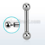 bb8 3mm 316l steel gauge tongue barbell with threading ball
