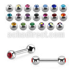 bbe2c 316l steel eyebrow barbell with 3mm bezel set jewel ball