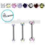 bbe2czin internally threaded steel eyebrow barbell w 3mm cz stone