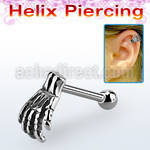 bber70 316l steel tragus barbell w skeleton hand