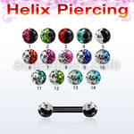 bbert23e anodized 316l steel helix brow barbell w 2 color ball