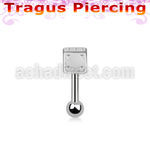bbesdi4 316l steel tragus barbell with 4mm dice 3mm ball