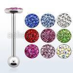 bbfcs2 316l steel tongue barbell with ferido glued crystal top