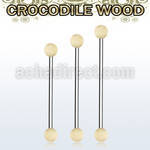 bbincr5 organic industrial barbell w 5mm crocodile wood balls