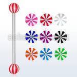 bbivbe5 316l steel industrial barbell with a 5mm uv beach ball