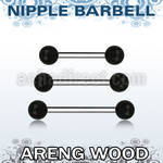 bbnpar5 organic nipple barbell w two 5mm areng wood balls