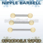 bbnpcr5 organic nipple barbell w two 5mm crocodile wood balls