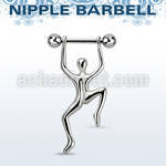 bbnpd7 316l steel nipple barbell w 5mm balls hanging man