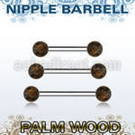 bbnppl5 organic nipple barbell w two 5mm palm wood balls