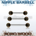 bbnpsn5 organic nipple barbell w two 5mm sono wood balls