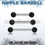 bbnpwk5 organic nipple barbell w two 5mm black horn balls