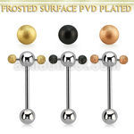 bbspnfot steel spinner tongue barbell anodized frosted steel ball