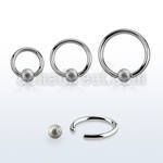 bcr12f5 steel ball closure ring, 12g w a 5mm frosted steel ball