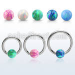 bcr12o5 316l steel ball closure ring 12g 5mm synthetic opal ball