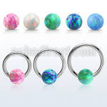 bcr12o6 316l steel ball closure ring 12g 6mm synthetic opal ball