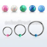 bcr14o3 316l steel ball closure ring 14g 3mm synthetic opal ball