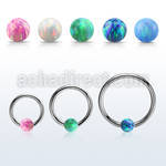 bcr14o4 316l steel ball closure ring 14g 4mm synthetic opal ball