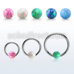 bcr14o5 316l steel ball closure ring 14g 5mm synthetic opal ball