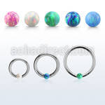 bcr16o3 316l steel ball closure ring 16g 3mm synthetic opal ball