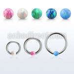 bcr16o4 316l steel ball closure ring 16g 4mm synthetic opal ball