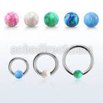 bcr16o5 316l steel ball closure ring 16g 5mm synthetic opal ball