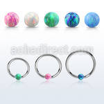 bcr18o3 316l steel ball closure ring 18g 3mm synthetic opal ball