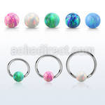 bcr18o5 316l steel ball closure ring 18g 5mm synthetic opal ball