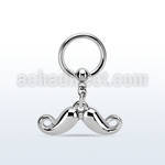 bcrg519 steel ball closure ring w dangling plain mustache