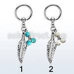 bcrg601b steel bcr 1.6mm w a feather w 3 faux turquoise balls