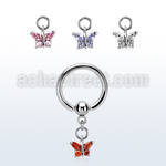 bcrgz589 316l steel ball closure ring 1.6mm w dangling butterfly 