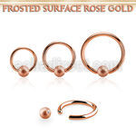 bcrr14f5 rose gold steel ball closure ring, 14g w 4mm frosted ball