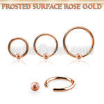 bcrr16f3 rose gold steel ball closure ring, 16g w 3mm frosted ball