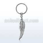 bcrs653 316l steel ball closure ring w dangling plain bird wing 