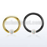 bcrt12o4 black or gold steel ball closure ring 12g 4mm opal ball