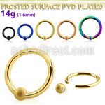 bcrt14f3 pvd plated steel ball closure ring 14g w 3mm frosted ball