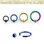 bcrt14f4 anodized steel ball closure ring, 14g w 4mm frosted ball