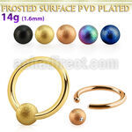 bcrt14f4 anodized steel ball closure ring, 14g w 4mm frosted ball