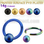 bcrt14f5 anodized steel ball closure ring, 14g w 5mm frosted ball