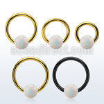 bcrt14o6 pvd plated 316l steel bcr 14g w 6mm synthetic opal ball