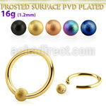 bcrt18f3 anodized steel ball closure ring, 18g w 3mm frosted ball