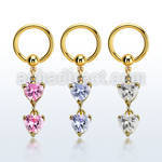bcrtgz2 gold pvd plated steel bcr 1.6mm w cross formed by 4 czs