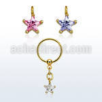 bcrtsz3 gold steel bcr 1.2mm w prong set star shaped cz stone