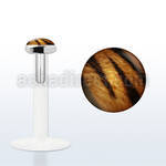 bilg33 bio flex labret w 3mm flat silver top w zebra stripes