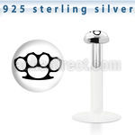 bilg37 bio flex labret w 3mm flat silver top w knuckles logo