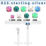 bilpo bio flex labret w prong set 1.5  3mm synthetic opal