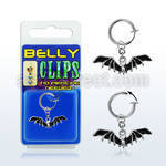 blcp569 non piercing fake belly clip with a dangling black cat
